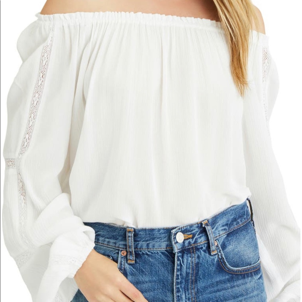 Sanctuary white cotton long sleeve top